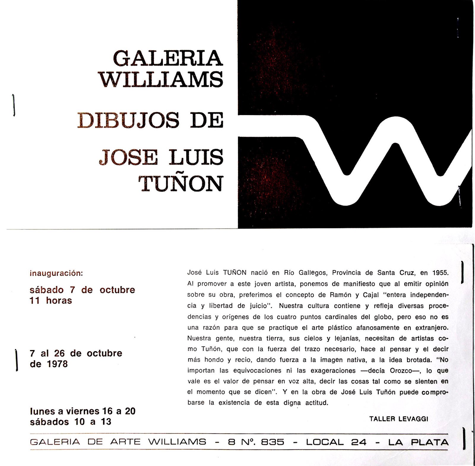 1978 GALERIA WILLIAMS CATÁLOGO