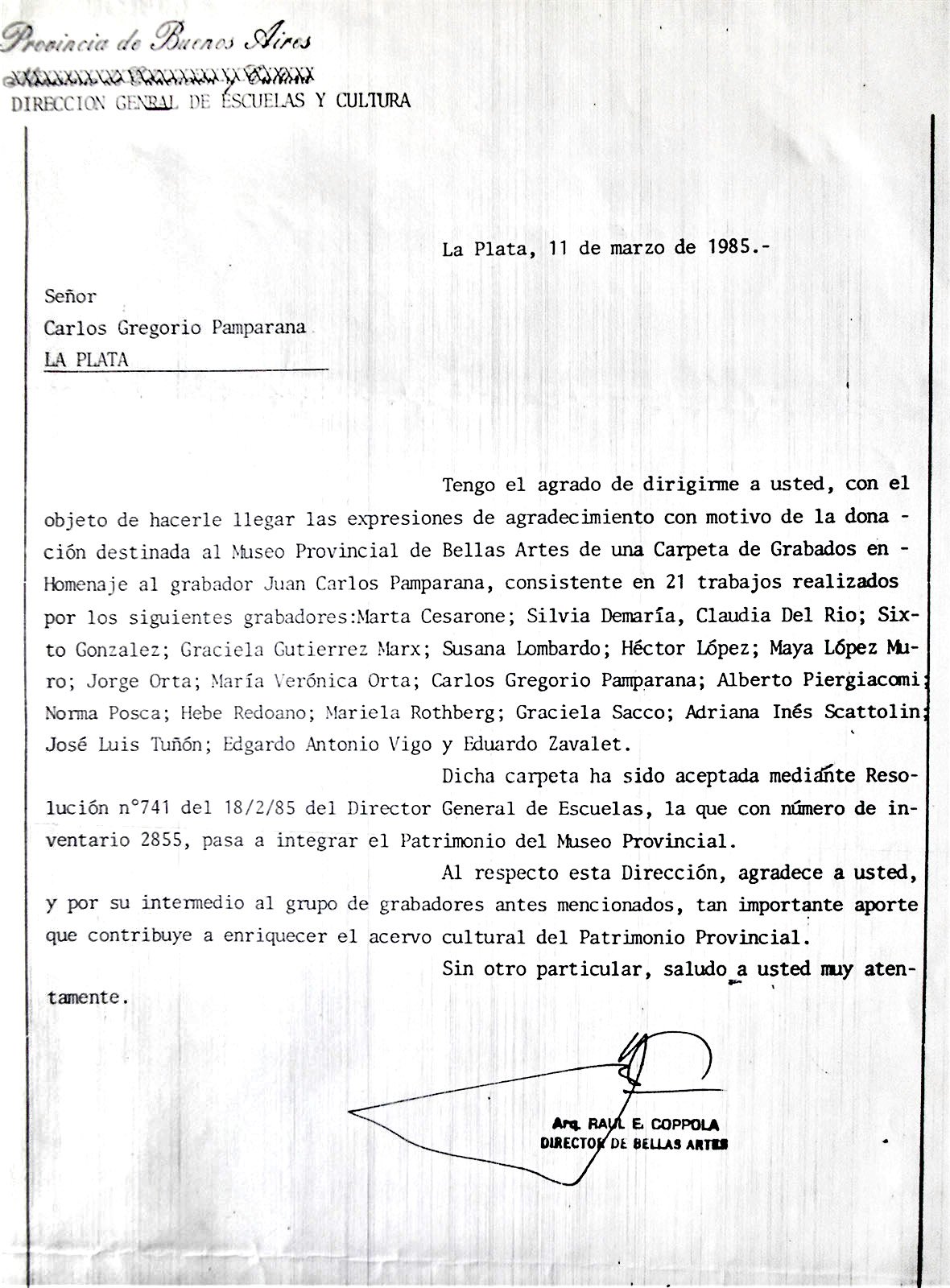 1984 CARPETA DE GRABADO DONACIÓN