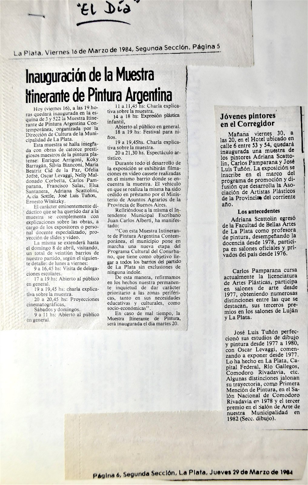 1984 MUESTRA ITINERANTE DE PINTURA ARTÍCULOS