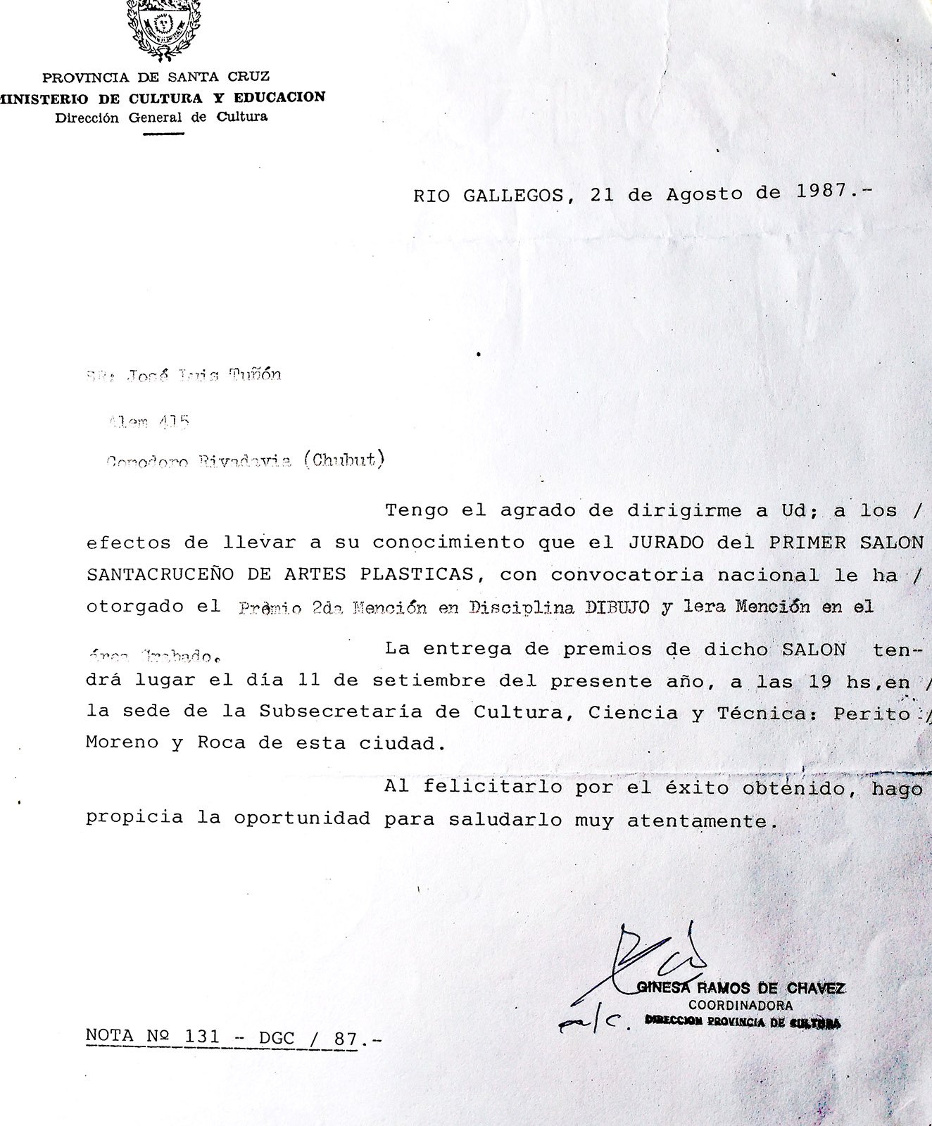 1987 SALÓN SANTACRUCEÑO 2DA MENCIÓN