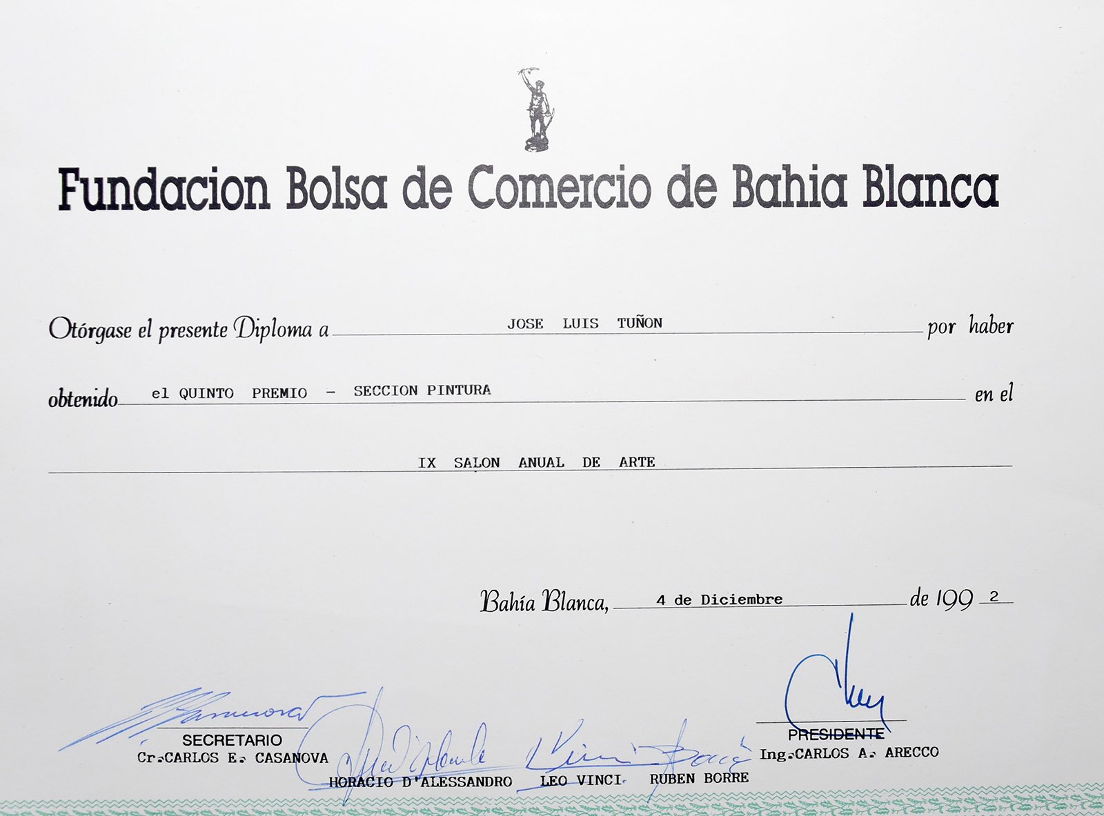 1992 QUINTO PREMIO SALÓN CEREALERO BAHIA BLANCA 92