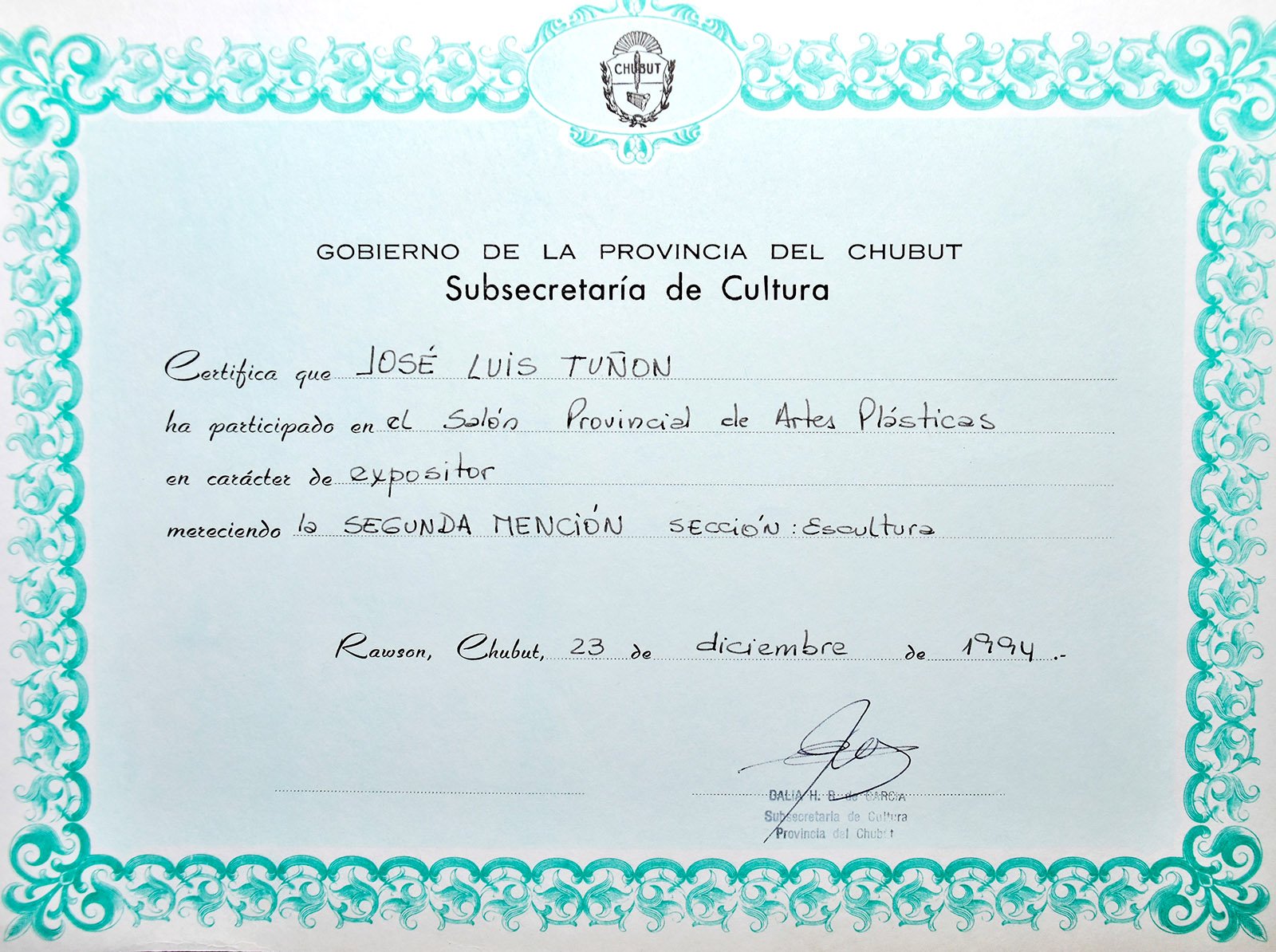 1994 MADRYN SEGUNDA MENCIÓN