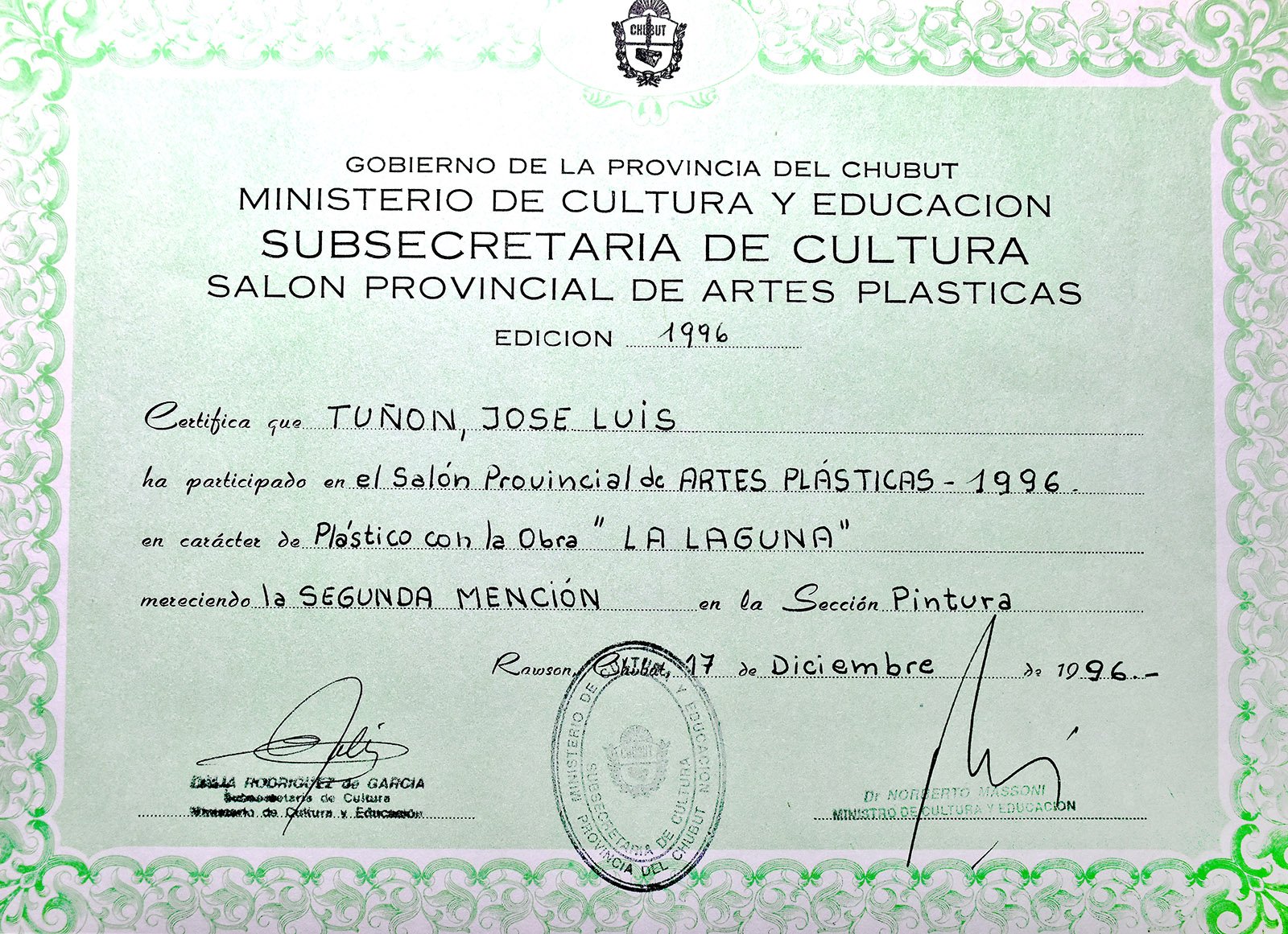 1996 SALÓN PROVINCIAL 96 SEGUNDA MENCIÓN PINTURA