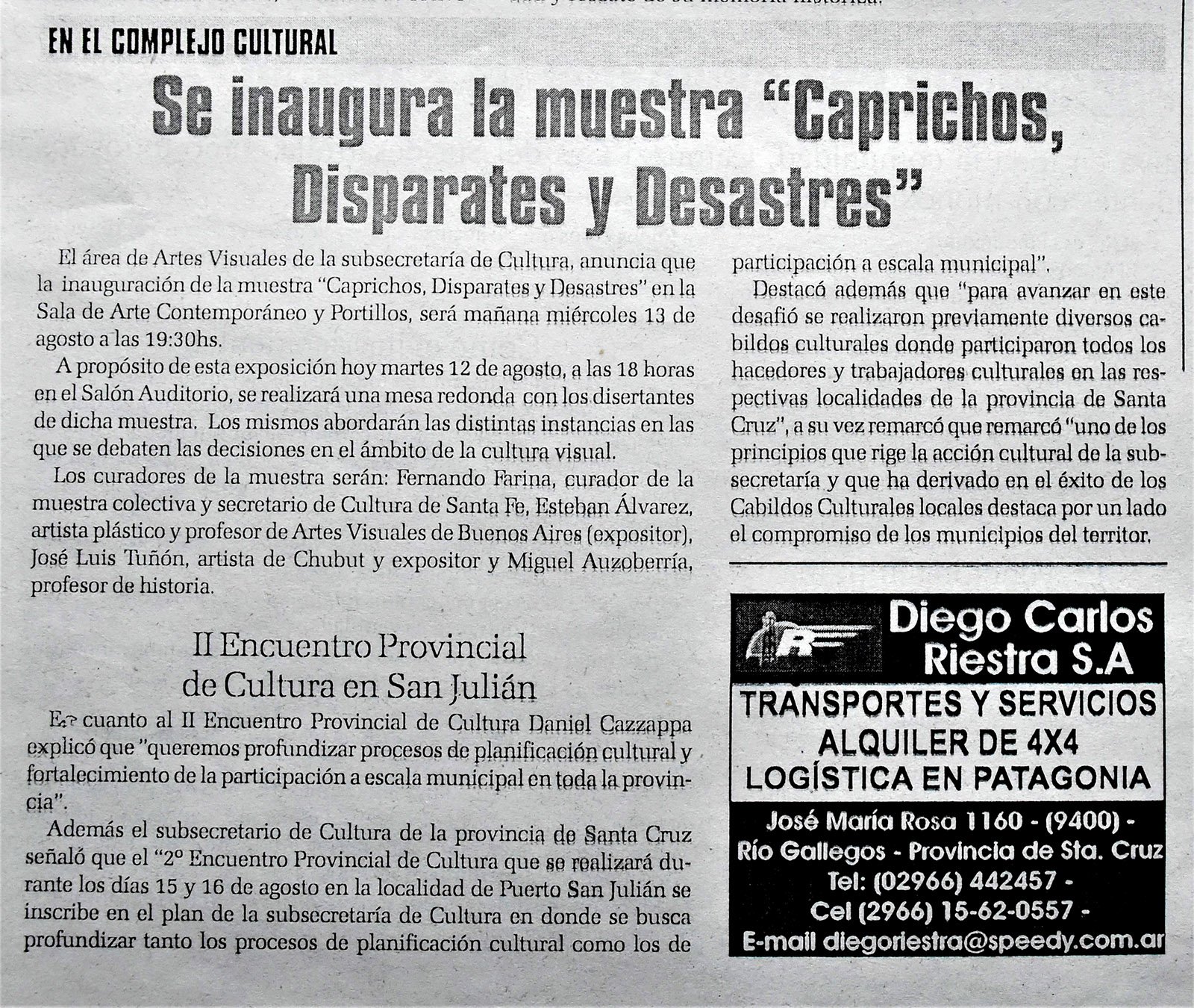 2008 CAPRICHOS DISPARES Y DESASTRES ARTÍCULO